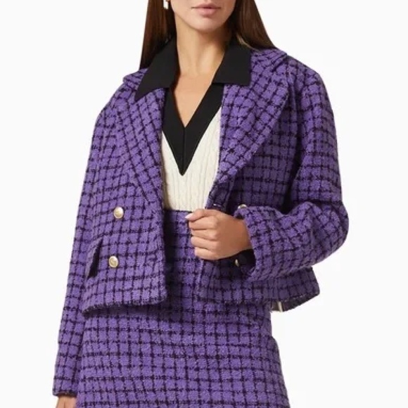 Simona Tweed Cropped Jacket - Picture 1 of 8